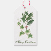 Kerst Holly & Ivy Sprig Botanische Gift Labels Cadeaulabel (Voorkant)
