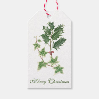 Kerst Holly & Ivy Sprig Botanische Gift Labels Cadeaulabel