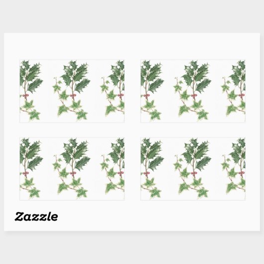 Kerst Holly & Ivy Sprigs Botanische Stickers (Vel)