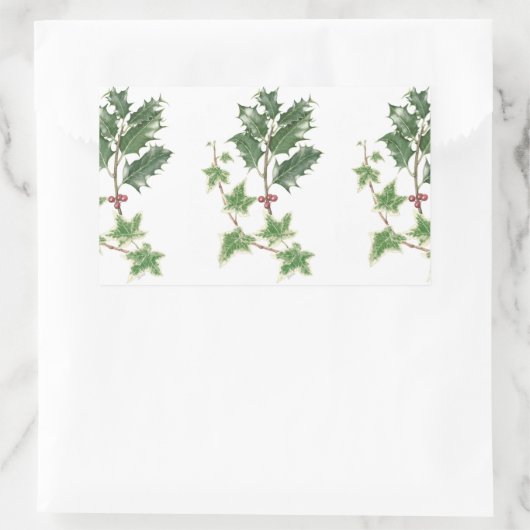Kerst Holly & Ivy Sprigs Botanische Stickers (Tas)