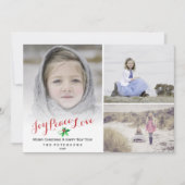 Kerst Holly Joy Vrede Liefde Fotocollage Feestdagenkaart (Voorkant)