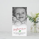 Kerst Holly Joy Vrede Liefde Script Custom Foto Feestdagenkaart (Staand voorkant)