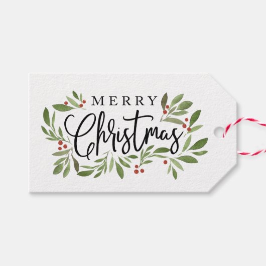 Kerst Holly Kerst cadeau label Cadeaulabel (Voorkant (Horizontaal))