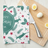 Kerst holly & Kerstmis hertenpatroon Theedoek (Quarter Fold)