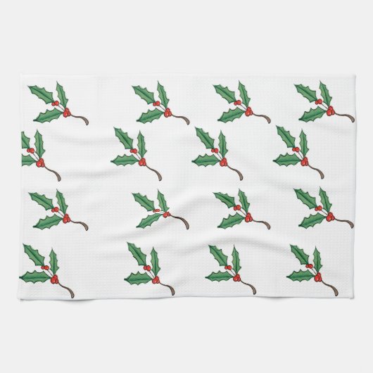 Kerst Holly Kitchen Towel Theedoek (Horizontaal)