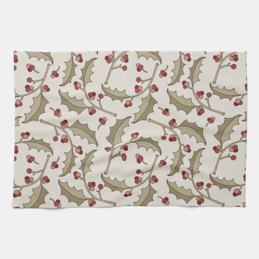 Kerst Holly Kitchen Towel Theedoek (Horizontaal)