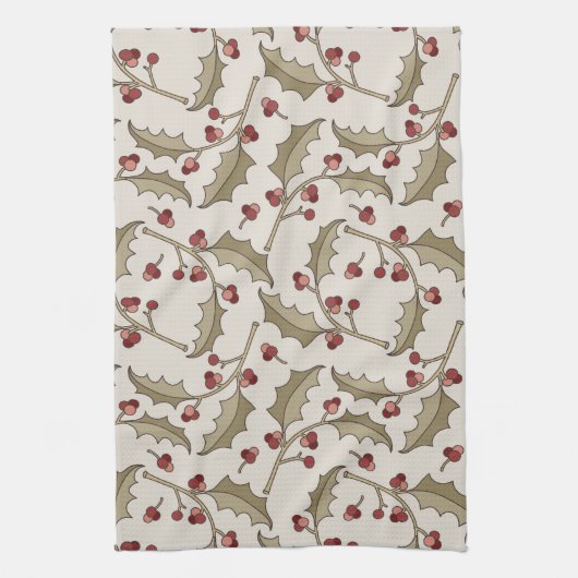Kerst Holly Kitchen Towel Theedoek (Verticaal)