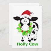 Kerst Holly Koe Feestdagenkaart (Voorkant / Achterkant)