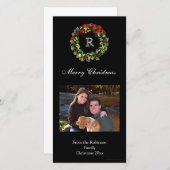 Kerst Holly Krans Classic Black Vakantie Feestdagenkaart (Voorkant / Achterkant)