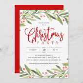 Kerst Holly krans feestdag uitnodiging (Voorkant / Achterkant)