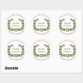 Kerst holly krans Home Bakken Ronde Sticker (Vel)