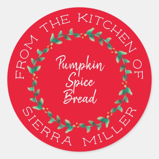 Kerst Holly krans keuken behandelt rood label (Voorkant)