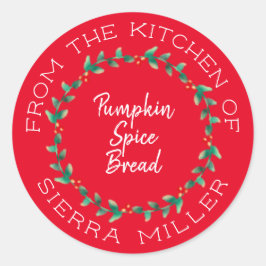 Kerst Holly krans keuken behandelt rood label