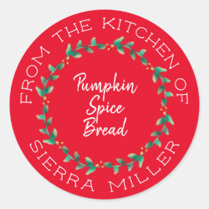 Kerst Holly krans keuken behandelt rood label