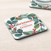 Kerst Holly krans Sierkussen Bier Onderzetter (Linkerzijde)