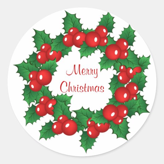 Kerst holly krans Sticker (Voorkant)