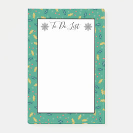 Kerst Holly laat zich sneeuw en bessen om lijst op Post-it® Notes