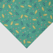 Kerst Holly Leaves & Berries met Snowflakes Tissuepapier (Detail)