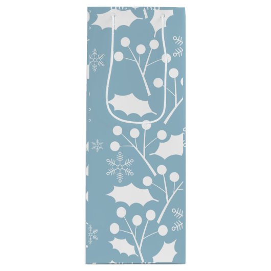 Kerst Holly Leaves en Berries Wijn Cadeautas (Voorkant)