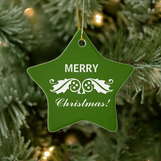 Kerst Holly Leaves Keramisch Ornament (Boom)