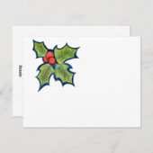 Kerst Holly Leaves, Red Berries Feestdagenkaart (Voorkant / Achterkant)