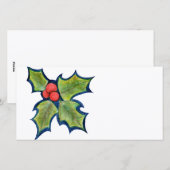 Kerst Holly Leaves, Red Berries Feestdagenkaart (Voorkant / Achterkant)