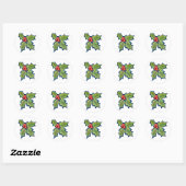 Kerst Holly Leaves, Red Berries Ronde Sticker (Vel)
