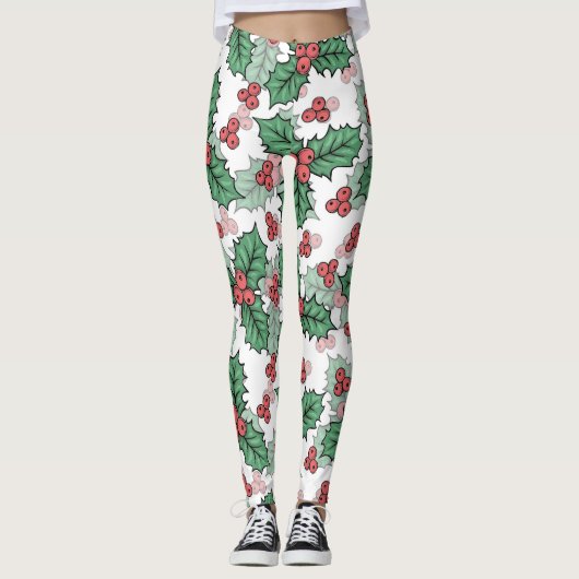 Kerst Holly Leggings (Voorkant)