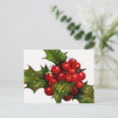 Kerst Holly met bessen en sneeuw: kunst Feestdagenkaart (Staand voorkant)