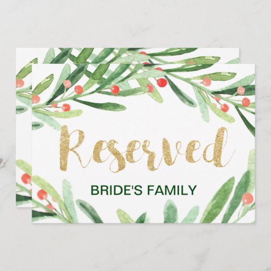 Kerst Holly met gereserveerde borden Feestdagenkaart (Voorkant / Achterkant)