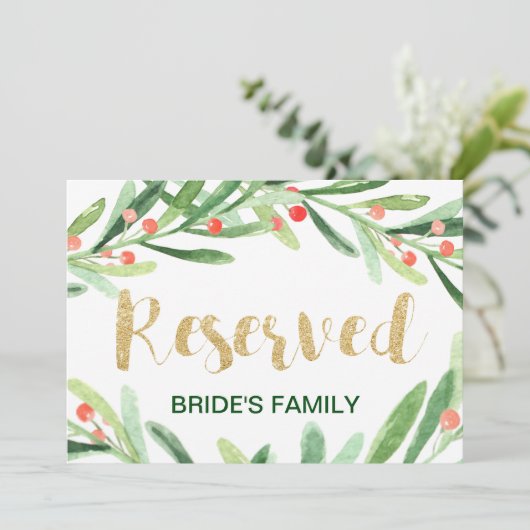 Kerst Holly met gereserveerde borden Feestdagenkaart (Staand voorkant)