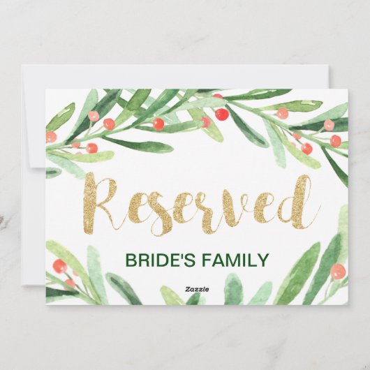 Kerst Holly met gereserveerde borden Feestdagenkaart (Achterkant)