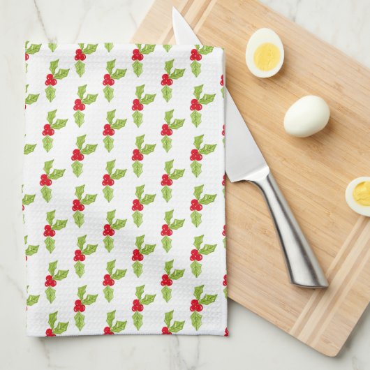 Kerst Holly Mistletoe Feestelijke Vrede Liefde Vre Theedoek (Quarter Fold)