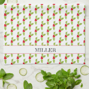 Kerst Holly Mistletoe Patroon NAAM Joy Feestelijk Theedoek