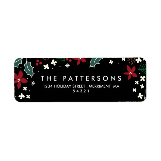 Kerst Holly Mistltoe retour adreslabels Etiket (Voorkant)