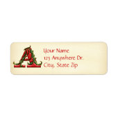 Kerst Holly Monogram A Etiket (Voorkant)