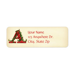 Kerst Holly Monogram A Etiket