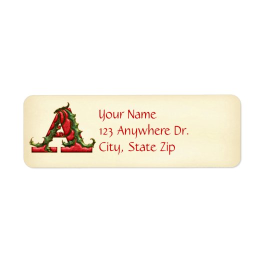 Kerst Holly Monogram A Etiket (Voorkant)