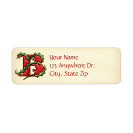 Kerst Holly Monogram B Etiket