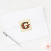 Kerst Holly Monogram G Envelop Afdichtingen Vierkante Sticker (Envelop)