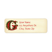 Kerst Holly Monogram G Etiket (Voorkant)