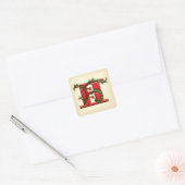 Kerst Holly Monogram H Envelope Seals Vierkante Sticker (Envelop)