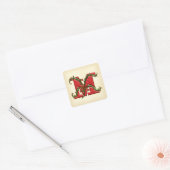 Kerst Holly Monogram M Envelope Seals Vierkante Sticker (Envelop)