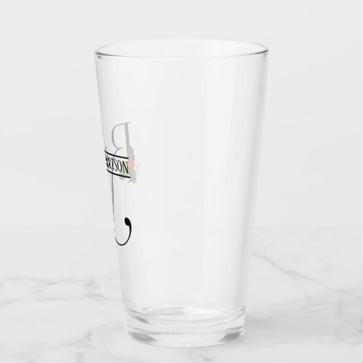 Kerst Holly Monogram R Gepersonaliseerd Bier Glas (Links)