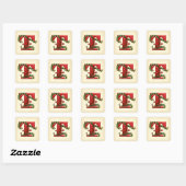 Kerst Holly Monogram T Envelop Seals Vierkante Sticker (Vel)