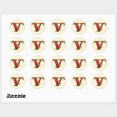 Kerst Holly Monogram V Envelop Seals Ronde Sticker (Vel)