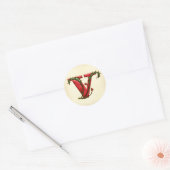 Kerst Holly Monogram V Envelop Seals Ronde Sticker (Envelop)