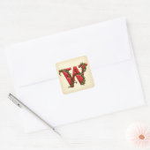 Kerst Holly Monogram W Envelope Seals Vierkante Sticker (Envelop)