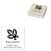 Kerst Holly Motief Familie Naam Retouradres Rubberstempel (Gestempeld)