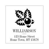 Kerst Holly Motief Familie Naam Retouradres Rubberstempel (Afrduk)